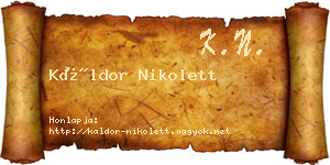 Káldor Nikolett névjegykártya